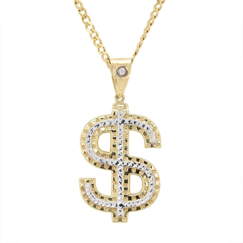 Get Your Favorite Jewelry At The Best Price TWO-TONE GOLD MONEY SIGN CHARM WITH A CUBIC ZIRCONIA Get Your Favorite Jewelry At The Best Price TWO-TONE GOLD MONEY SIGN CHARM WITH A CUBIC ZIRCONIA