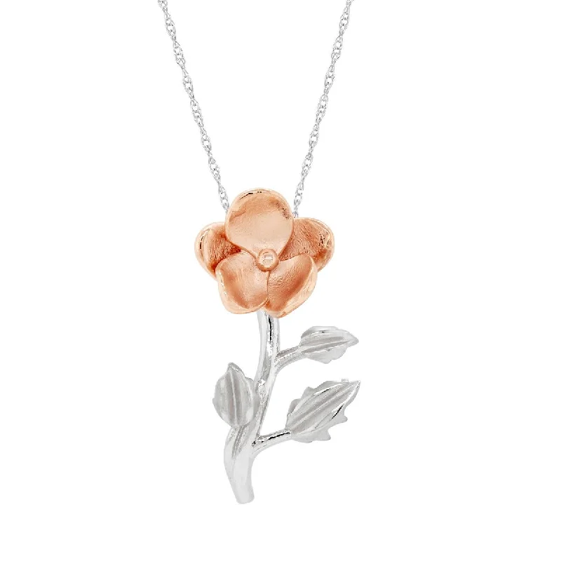Shop Elegant Jewelry At Unbeatable Prices TWO-TONE GOLD VIOLET FLOWER PENDANT