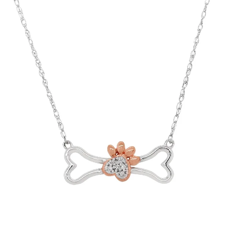Exclusive Jewelry Bundles At Discounted Prices TWO-TONE STERLING SILVER DIAMOND DOG BONE PENDANT WITH PAW PRINT, .02 CT TW Exclusive Jewelry Bundles At Discounted Prices TWO-TONE STERLING SILVER DIAMOND DOG BONE PENDANT WITH PAW PRINT, .02 CT TW