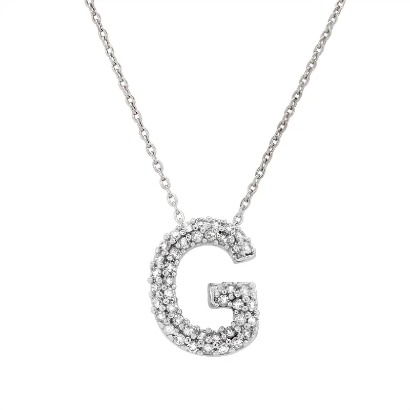 Don't Miss Out On Jaw-Dropping Jewelry Discounts WHITE GOLD G INITIAL DIAMOND PENDANT NECKLACE, .15 CT TW Don't Miss Out On Jaw-Dropping Jewelry Discounts WHITE GOLD G INITIAL DIAMOND PENDANT NECKLACE, .15 CT TW