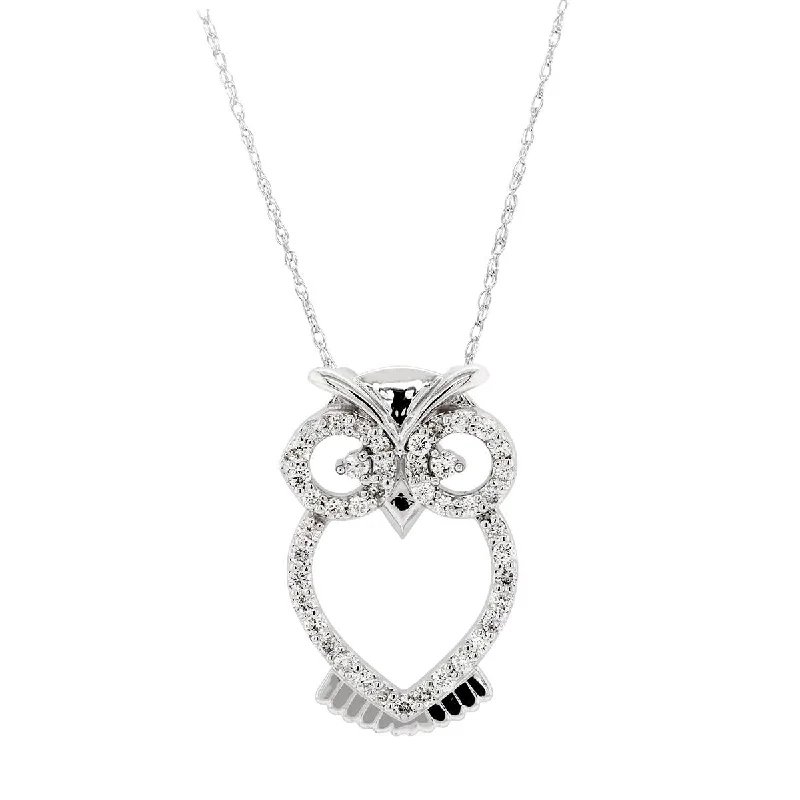 Exclusive Savings On Timeless Jewelry Pieces WHITE GOLD OWL PENDANT NECKLACE WITH 43 DIAMONDS, 1/4 CT TW Exclusive Savings On Timeless Jewelry Pieces WHITE GOLD OWL PENDANT NECKLACE WITH 43 DIAMONDS, 1/4 CT TW