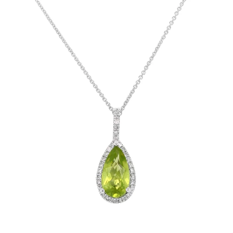 Limited-Time Jewelry Sale – Don't Miss Out On Dazzling Discounts WHITE GOLD PENDANT WITH OVAL PERIDOT AND DIAMOND HALO, .08 CT TW Limited-Time Jewelry Sale – Don't Miss Out On Dazzling Discounts WHITE GOLD PENDANT WITH OVAL PERIDOT AND DIAMOND HALO, .08 CT TW