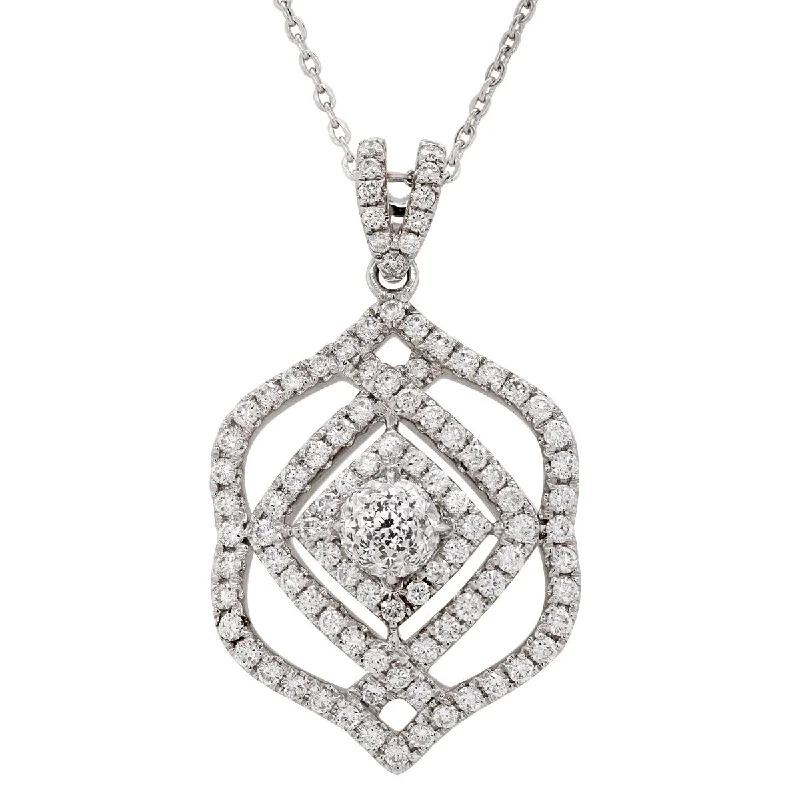 Affordable Glamour – Premium Jewelry For Less WHITE GOLD PENDANT WITH ROSE CUT CENTER DIAMOND, 1 3/4 CT TW Affordable Glamour – Premium Jewelry For Less WHITE GOLD PENDANT WITH ROSE CUT CENTER DIAMOND, 1 3/4 CT TW