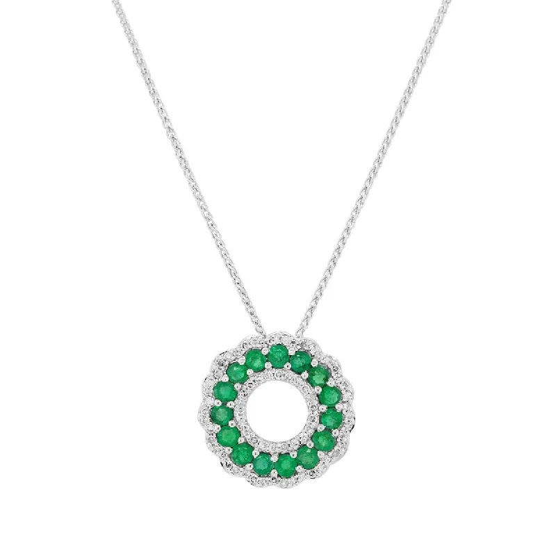 Affordable Glamour – Must-Have Jewelry At Special Rates WHITE GOLD ROUND CUT EMERALD AND DIAMOND PENDANT NECKLACE, .18 CT TW Affordable Glamour – Must-Have Jewelry At Special Rates WHITE GOLD ROUND CUT EMERALD AND DIAMOND PENDANT NECKLACE, .18 CT TW