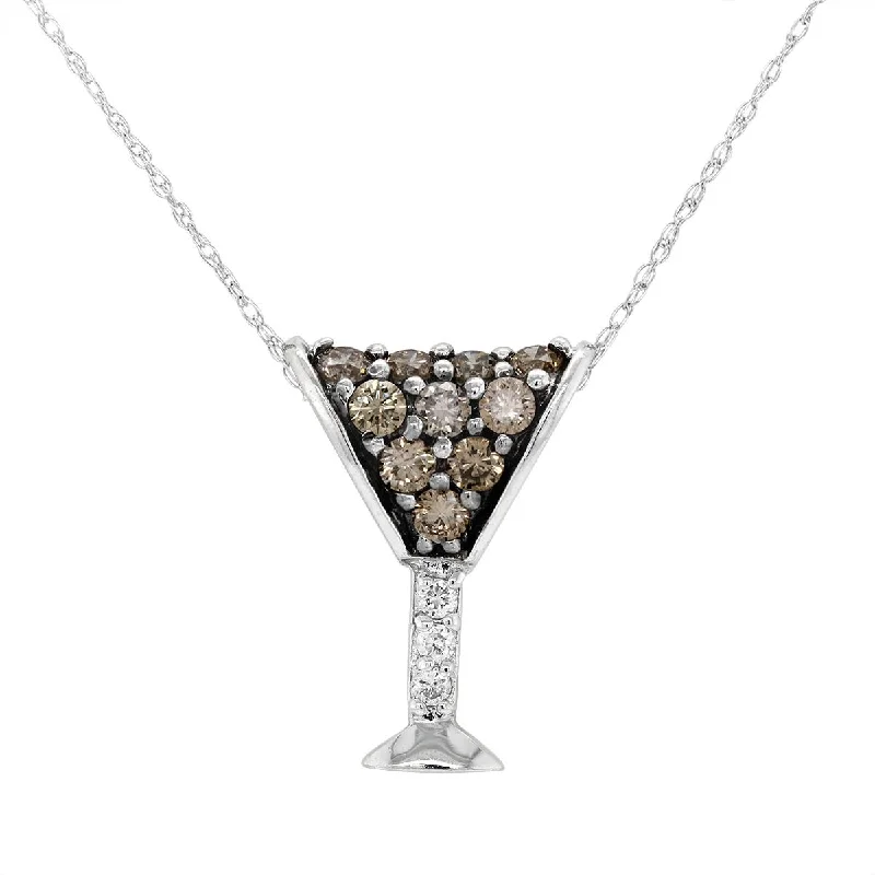 Get The Sparkle You Love At Prices You Adore WHITE GOLD WINE GLASS PENDANT NECKLACE WITH DIAMONDS, 1/2 CT TW Get The Sparkle You Love At Prices You Adore WHITE GOLD WINE GLASS PENDANT NECKLACE WITH DIAMONDS, 1/2 CT TW