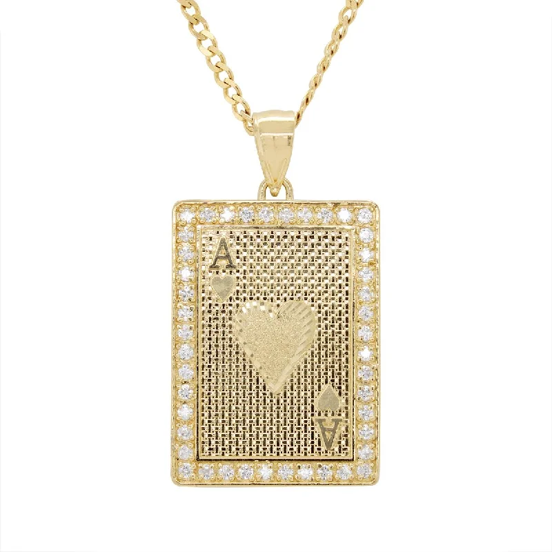 Make Your Outfit Shine With Discounted Jewelry YELLOW GOLD ACE OF SPADES CHARM PENDANT WITH CUBIC ZIRCONIA Make Your Outfit Shine With Discounted Jewelry YELLOW GOLD ACE OF SPADES CHARM PENDANT WITH CUBIC ZIRCONIA