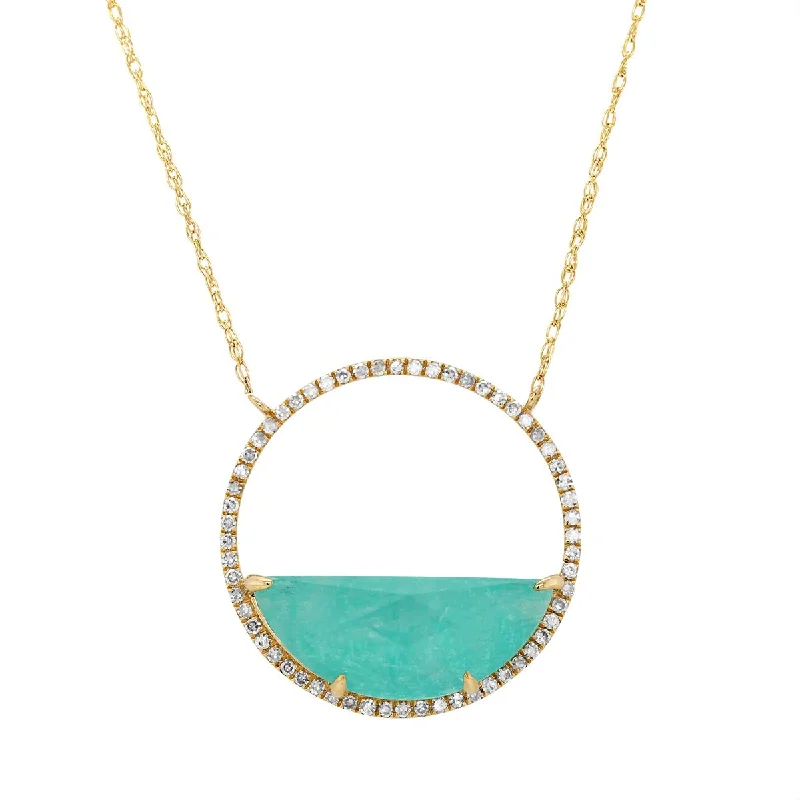 Handmade Pearl Jewelry For Timeless Elegance YELLOW GOLD AMAZONITE AND DIAMOND PENDANT NECKLACE, .17 CT TW Handmade Pearl Jewelry For Timeless Elegance YELLOW GOLD AMAZONITE AND DIAMOND PENDANT NECKLACE, .17 CT TW
