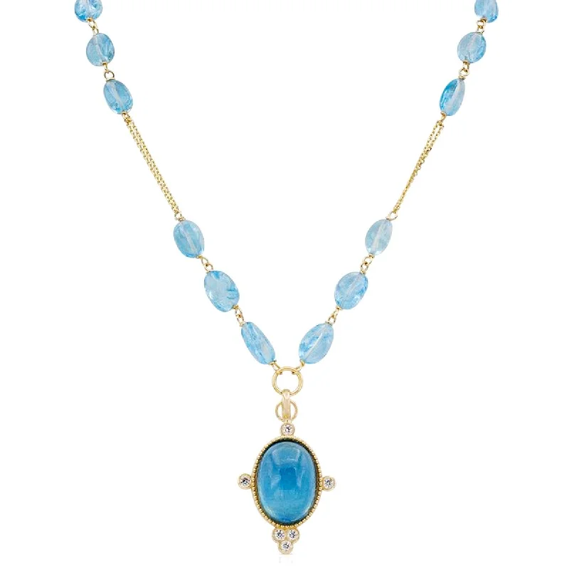 Fashion-Forward Jewelry At Incredible Prices YELLOW GOLD AND AQUAMARINE NECKLACE WITH DIAMONDS, .25 CT TW Fashion-Forward Jewelry At Incredible Prices YELLOW GOLD AND AQUAMARINE NECKLACE WITH DIAMONDS, .25 CT TW