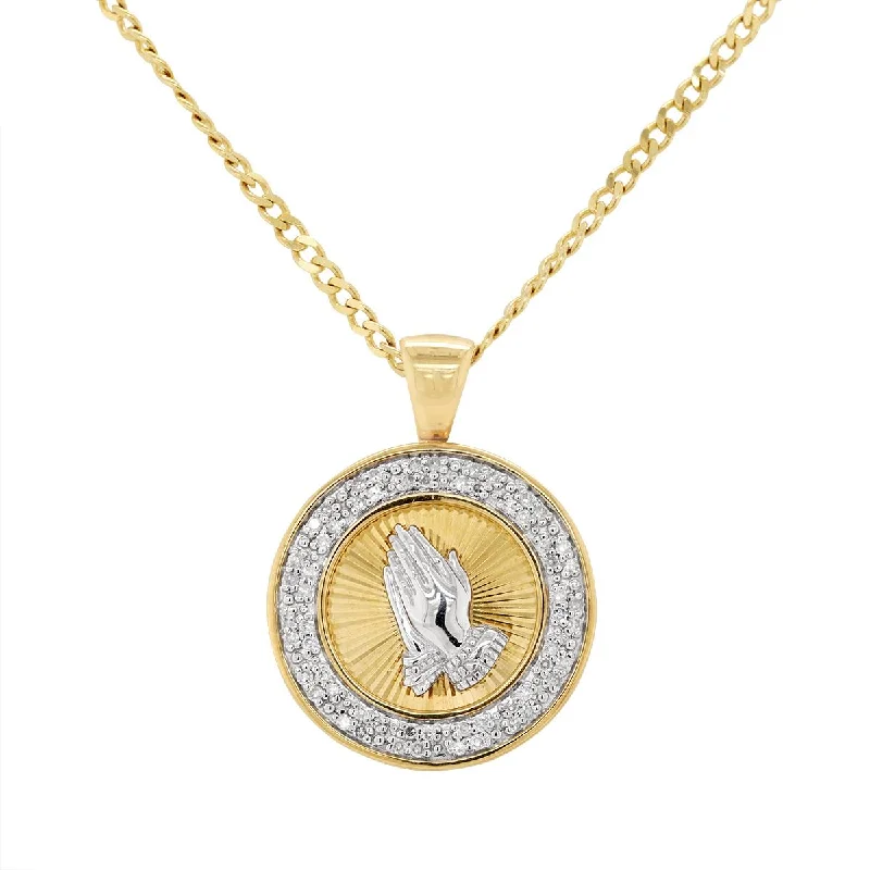 Premium Jewelry At Promotional Prices – Shine Today YELLOW GOLD DIAMOND PRAYING HANDS PENDANT NECKLACE, 1/4 CT TW Premium Jewelry At Promotional Prices – Shine Today YELLOW GOLD DIAMOND PRAYING HANDS PENDANT NECKLACE, 1/4 CT TW