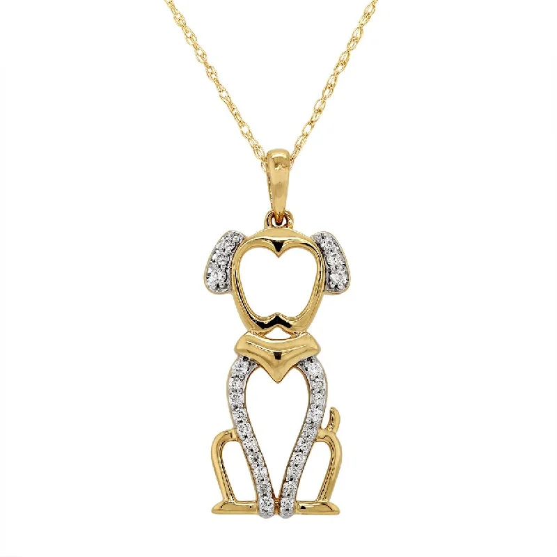Dainty And Elegant Jewelry Now At Reduced Prices YELLOW GOLD DOG OUTLINE PENDANT NECKLACE WITH DIAMONDS, 1/7 CT TW Dainty And Elegant Jewelry Now At Reduced Prices YELLOW GOLD DOG OUTLINE PENDANT NECKLACE WITH DIAMONDS, 1/7 CT TW