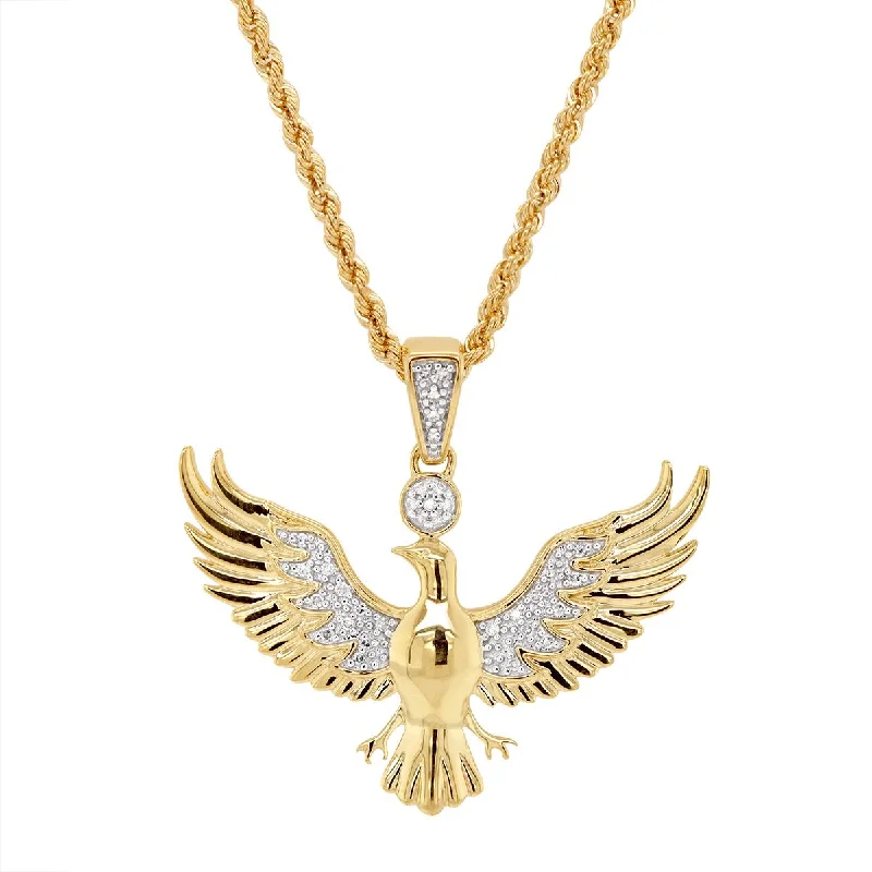 Once-A-Year Jewelry Sale – Grab Your Favorites Now YELLOW GOLD EAGLE PENDANT NECKLACE WITH DIAMONDS, .10 CT TW Once-A-Year Jewelry Sale – Grab Your Favorites Now YELLOW GOLD EAGLE PENDANT NECKLACE WITH DIAMONDS, .10 CT TW