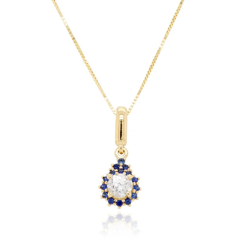 Buy More, Save More – Special Jewelry Discounts YELLOW GOLD FASHION NECKLACE WITH .41 CARAT CENTER DIAMOND AND SIDE SAPPHIRES Buy More, Save More – Special Jewelry Discounts YELLOW GOLD FASHION NECKLACE WITH .41 CARAT CENTER DIAMOND AND SIDE SAPPHIRES