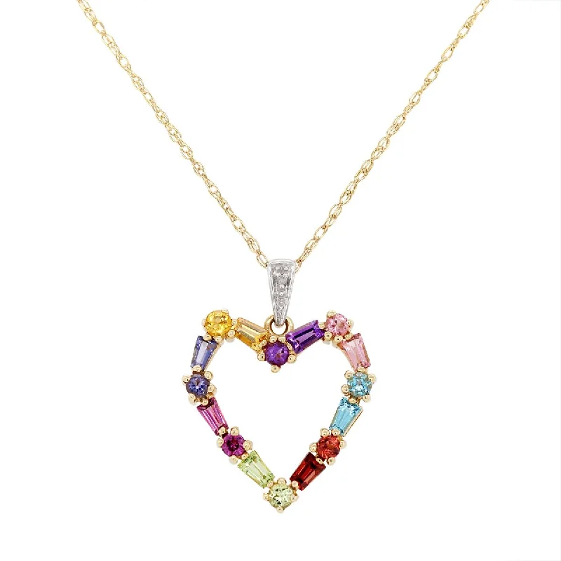 Trending Jewelry Styles Now At Limited-Time Discounts YELLOW GOLD HEART PENDANT NECKLACE WITH MULTICOLORED GEMS AND A DIAMOND, .01 CT Trending Jewelry Styles Now At Limited-Time Discounts YELLOW GOLD HEART PENDANT NECKLACE WITH MULTICOLORED GEMS AND A DIAMOND, .01 CT