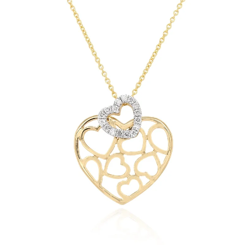 Grab Exquisite Jewelry At The Lowest Prices YELLOW GOLD HEART WITH HEART PATTERN DIAMOND NECKLACE, .11 CT TW Grab Exquisite Jewelry At The Lowest Prices YELLOW GOLD HEART WITH HEART PATTERN DIAMOND NECKLACE, .11 CT TW