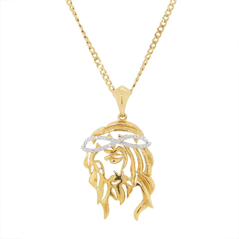 Timeless Elegance Now At Special Discounts YELLOW GOLD JESUS HEAD PENDANT NECKLACE WITH DIAMONDS, .04 CT TW Timeless Elegance Now At Special Discounts YELLOW GOLD JESUS HEAD PENDANT NECKLACE WITH DIAMONDS, .04 CT TW