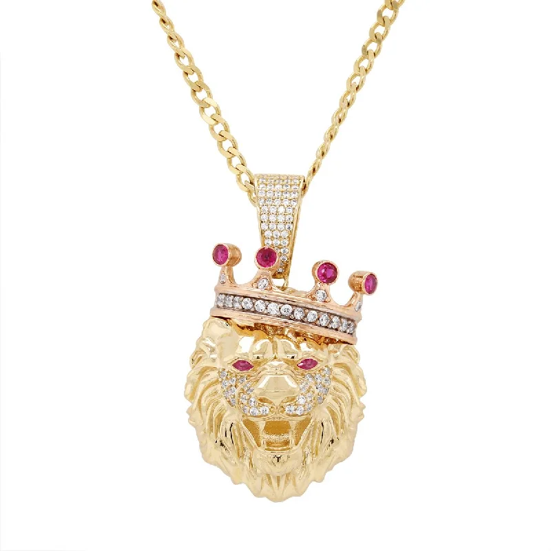 Trending Jewelry Styles Now At Limited-Time Discounts YELLOW GOLD LION HEAD WITH CUBIC ZIRCONIA AND RED STONES Trending Jewelry Styles Now At Limited-Time Discounts YELLOW GOLD LION HEAD WITH CUBIC ZIRCONIA AND RED STONES