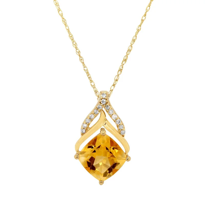 Shop Dazzling Jewelry With Special Promotional Discounts YELLOW GOLD NECKLACE WITH CITRINE AND DIAMOND PENDANT, .06 CT TW Shop Dazzling Jewelry With Special Promotional Discounts YELLOW GOLD NECKLACE WITH CITRINE AND DIAMOND PENDANT, .06 CT TW