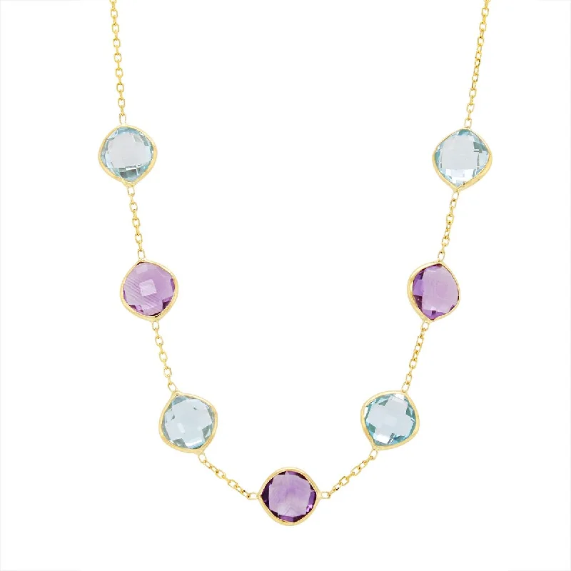 Shine In Style – Shop Jewelry Discounts Today YELLOW GOLD NECKLACE WITH TOPAZ AND AMETHYST GEMSTONES Shine In Style – Shop Jewelry Discounts Today YELLOW GOLD NECKLACE WITH TOPAZ AND AMETHYST GEMSTONES