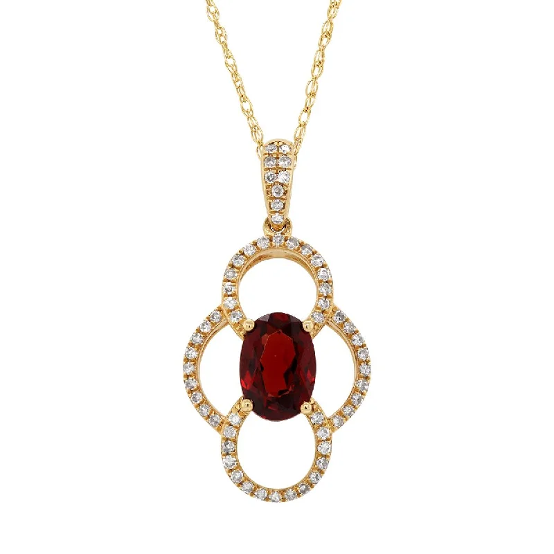 Customized Silver Jewelry For Unique Style YELLOW GOLD OVAL GARNET AND DIAMOND PENDANT NECKLACE, .15 CT TW Customized Silver Jewelry For Unique Style YELLOW GOLD OVAL GARNET AND DIAMOND PENDANT NECKLACE, .15 CT TW