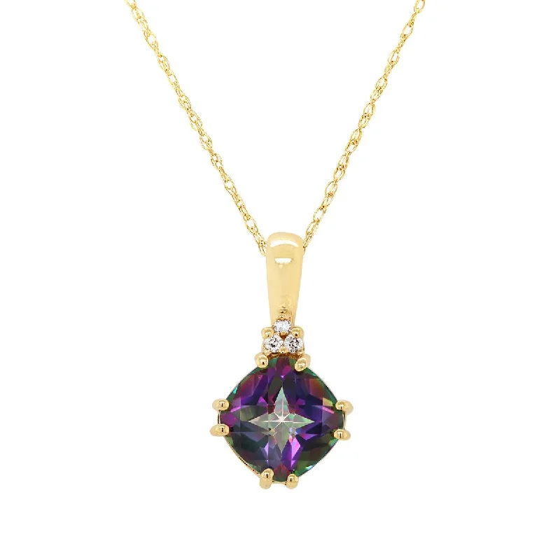 Romantic Heart-Shaped Jewelry For Special Gifts YELLOW GOLD PENDANT NECKLACE WITH MYSTIC FIRE TOPAZ AND DIAMONDS, .02 CT TW Romantic Heart-Shaped Jewelry For Special Gifts YELLOW GOLD PENDANT NECKLACE WITH MYSTIC FIRE TOPAZ AND DIAMONDS, .02 CT TW