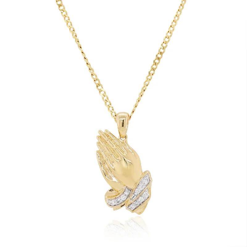 Personalized Jewelry Sale – Unique Gifts At Low Prices YELLOW GOLD PRAYING HANDS NECKLACE WITH DIAMONDS, .18 CT TW Personalized Jewelry Sale – Unique Gifts At Low Prices YELLOW GOLD PRAYING HANDS NECKLACE WITH DIAMONDS, .18 CT TW