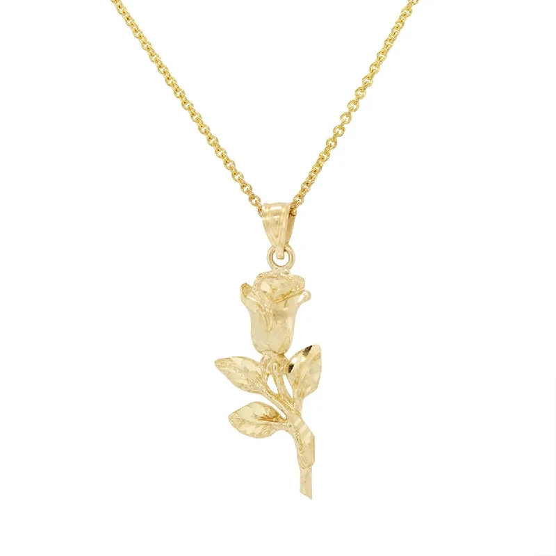 High-Quality Jewelry At A Fraction Of The Cost YELLOW GOLD ROSE CHARM PENDANT