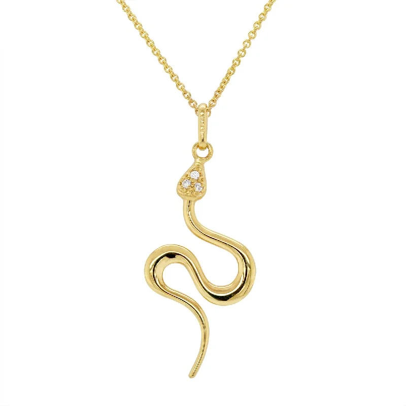 Elevate Your Outfit With Discounted Statement Jewelry YELLOW GOLD SNAKE PENDANT NECKLACE WITH CUBIC ZIRCONIA Elevate Your Outfit With Discounted Statement Jewelry YELLOW GOLD SNAKE PENDANT NECKLACE WITH CUBIC ZIRCONIA