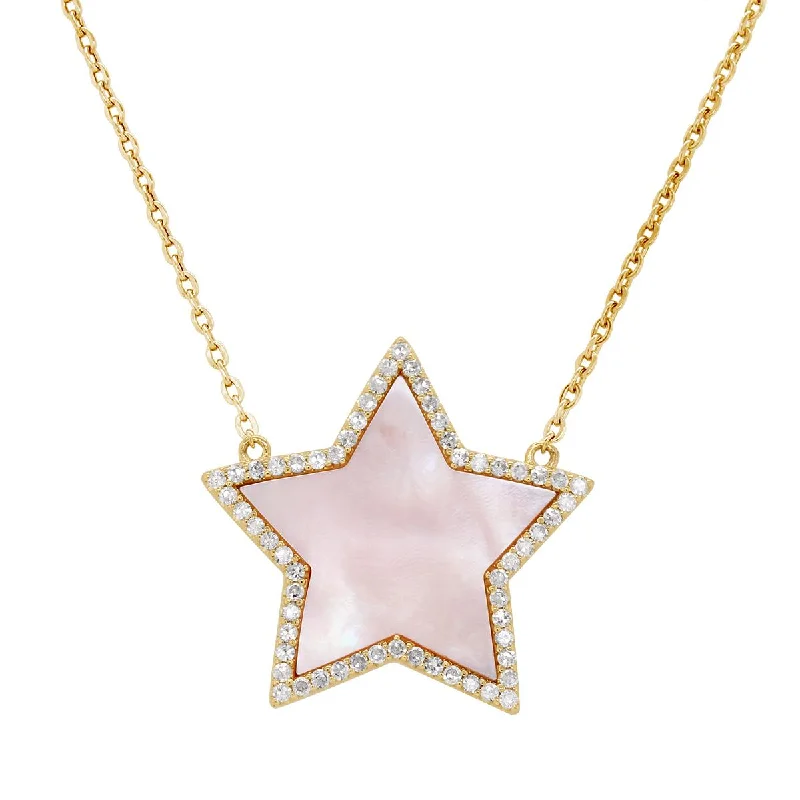 Shine Bright With Our Special Jewelry Promotions YELLOW GOLD STAR PENDANT WITH MOTHER OF PEARL AND DIAMONDS, .36 CT TW Shine Bright With Our Special Jewelry Promotions YELLOW GOLD STAR PENDANT WITH MOTHER OF PEARL AND DIAMONDS, .36 CT TW