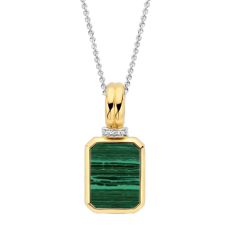 Trendy And Classic Jewelry Now At Reduced Prices YELLOW GOLD STERLING SILVER NECKLACE WITH MALIKITE PENDANT Trendy And Classic Jewelry Now At Reduced Prices YELLOW GOLD STERLING SILVER NECKLACE WITH MALIKITE PENDANT