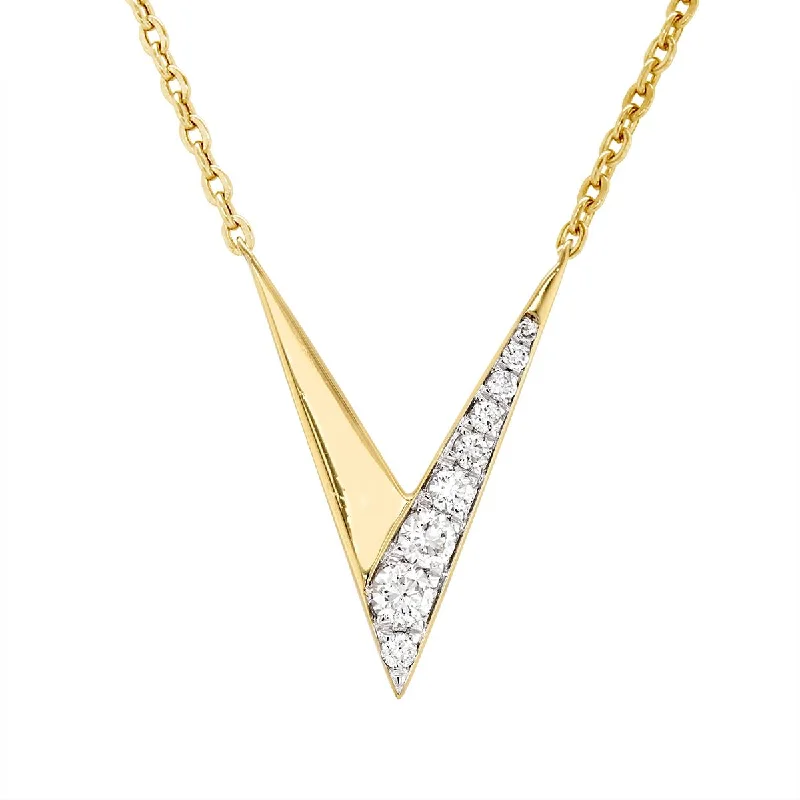 Buy More, Save More On Stunning Jewelry Pieces YELLOW GOLD V-SHAPED PENDANT NECKLACE WITH DIAMONDS, .22 CT TW Buy More, Save More On Stunning Jewelry Pieces YELLOW GOLD V-SHAPED PENDANT NECKLACE WITH DIAMONDS, .22 CT TW