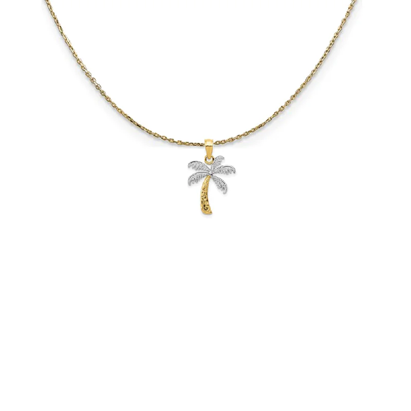 Dazzle In Elegance With Our Biggest Jewelry Sale 14k Yellow Gold and Rhodium Palm Tree Necklace Dazzle In Elegance With Our Biggest Jewelry Sale 14k Yellow Gold and Rhodium Palm Tree Necklace