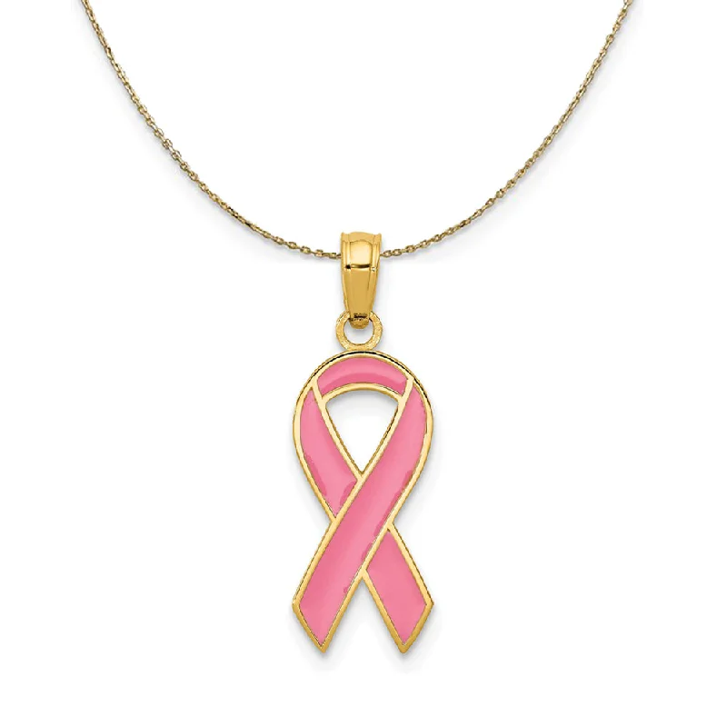 Luxury Jewelry At Budget-Friendly Prices – Grab Yours Now 14k Yellow Gold & Pink Enamel Awareness Ribbon Necklace Luxury Jewelry At Budget-Friendly Prices – Grab Yours Now 14k Yellow Gold & Pink Enamel Awareness Ribbon Necklace