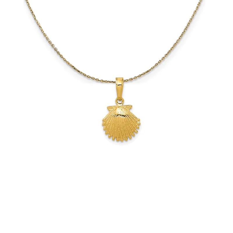 Timeless Elegance Now At Special Discounts 14k Yellow Gold Small Textured Scallop Shell Necklace Timeless Elegance Now At Special Discounts 14k Yellow Gold Small Textured Scallop Shell Necklace