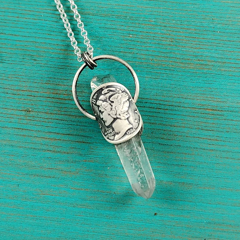 Jewelry Deals That Outshine The Rest 1924 Mercury Dime Raw Quartz Point Pendant