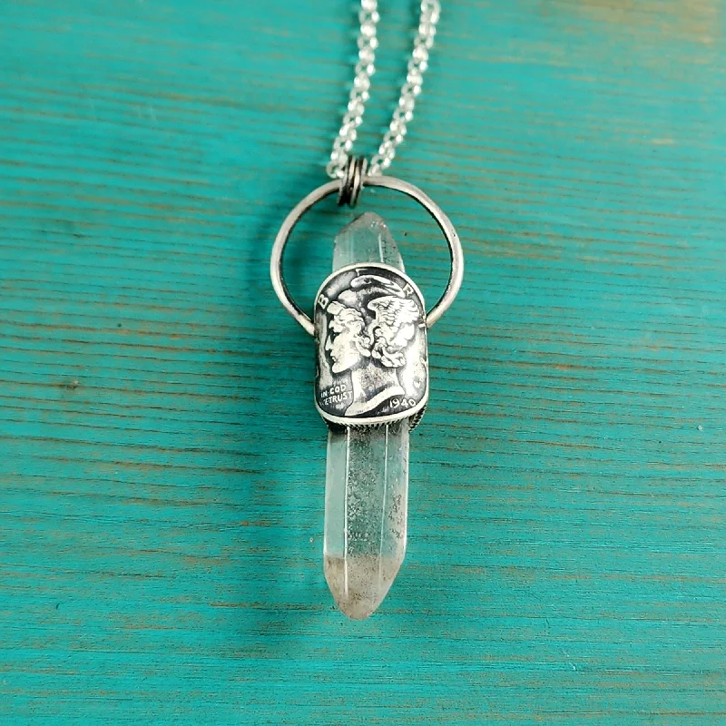 Elegant Necklaces And Bracelets At Limited-Time Offers 1940 Mercury Dime Raw Amphibole Quartz Point Pendant Elegant Necklaces And Bracelets At Limited-Time Offers 1940 Mercury Dime Raw Amphibole Quartz Point Pendant