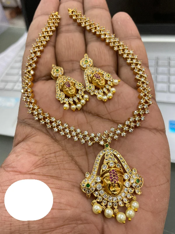 Dazzle In Elegance With Our Biggest Jewelry Sale Premium Antique Gold finish zercon stone Laxmi necklace set Dazzle In Elegance With Our Biggest Jewelry Sale Premium Antique Gold finish zercon stone Laxmi necklace set