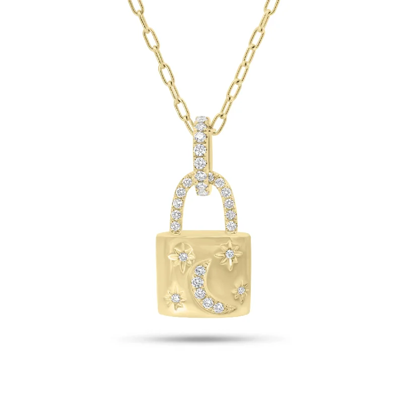 Get The Jewelry You Love At A Price You Love Diamond Moon & Stars Padlock Pendant
