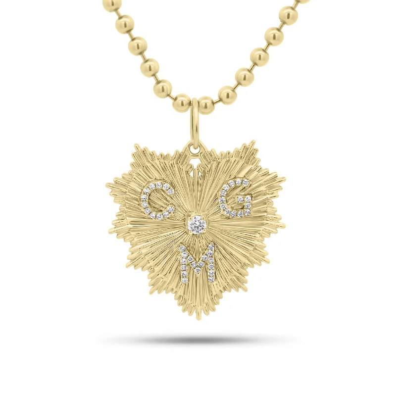 Everyday Jewelry Essentials Now On Sale Fluted Gold Heart Pendant with Diamond Initials Everyday Jewelry Essentials Now On Sale Fluted Gold Heart Pendant with Diamond Initials