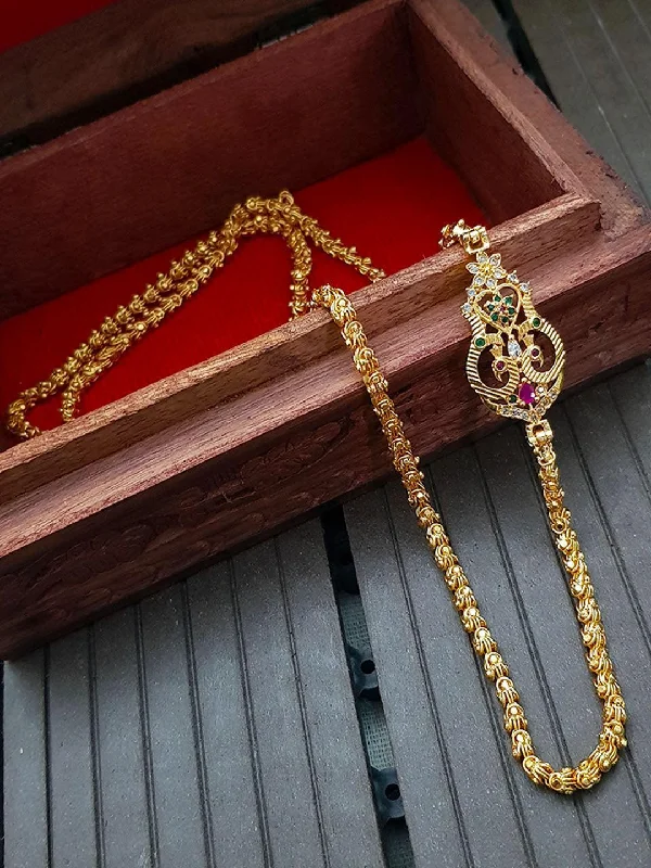 Shop High-Quality Jewelry At Jaw-Dropping Discounts Gold Plated Real Gold Finish CZ Studded Mopu Chain 8073N Shop High-Quality Jewelry At Jaw-Dropping Discounts Gold Plated Real Gold Finish CZ Studded Mopu Chain 8073N