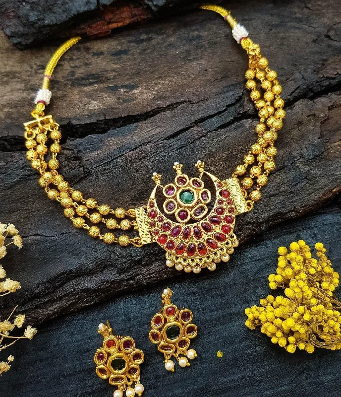 Handcrafted Beauty At Affordable Prices Gold Plated Royal Short Peacock Choker Necklace set 10402N-1 Handcrafted Beauty At Affordable Prices Gold Plated Royal Short Peacock Choker Necklace set 10402N-1