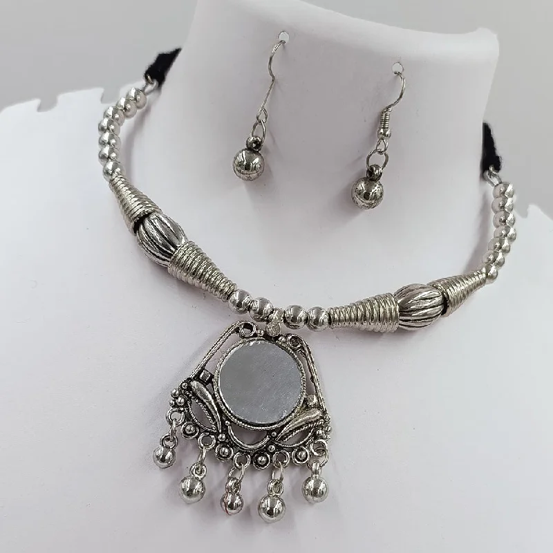 Save On Luxury Jewelry Pieces – Limited-Time Offers Kavita Art Oxidised Plated Mirror Choker Necklace Set