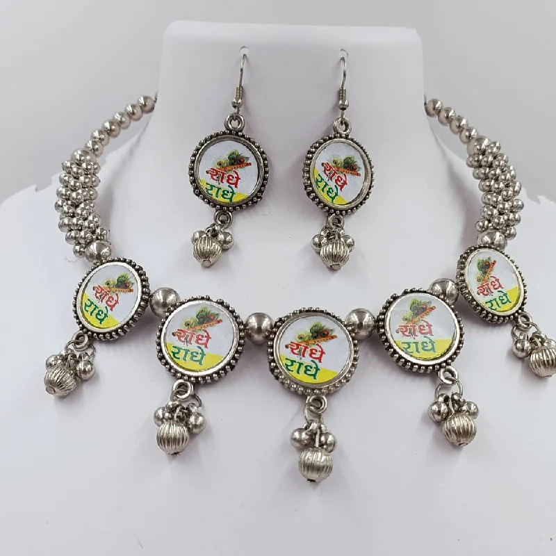 Timeless Elegance At Unbelievable Discounts Kavita Art Oxidised Plated Radhe-Radhe Style Necklace Set Timeless Elegance At Unbelievable Discounts Kavita Art Oxidised Plated Radhe-Radhe Style Necklace Set