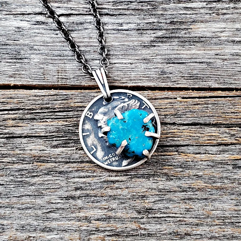 The Perfect Jewelry Piece At The Perfect Price Kingman Turquoise Mercury Dime Necklace The Perfect Jewelry Piece At The Perfect Price Kingman Turquoise Mercury Dime Necklace