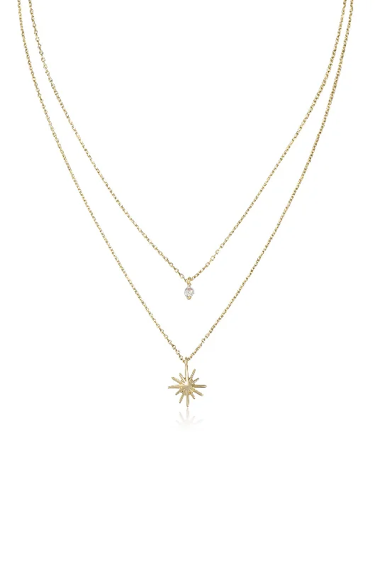 Make Your Outfit Shine With Discounted Jewelry Layered Starburst Crystal Necklace