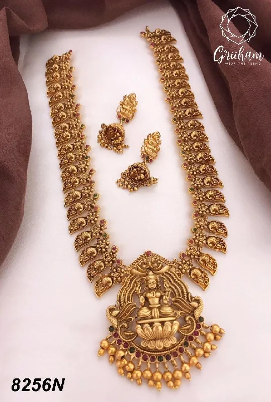 Exclusive Savings On Timeless Jewelry Pieces Premium Gold finish Laxmi Long necklace set 8256N Exclusive Savings On Timeless Jewelry Pieces Premium Gold finish Laxmi Long necklace set 8256N