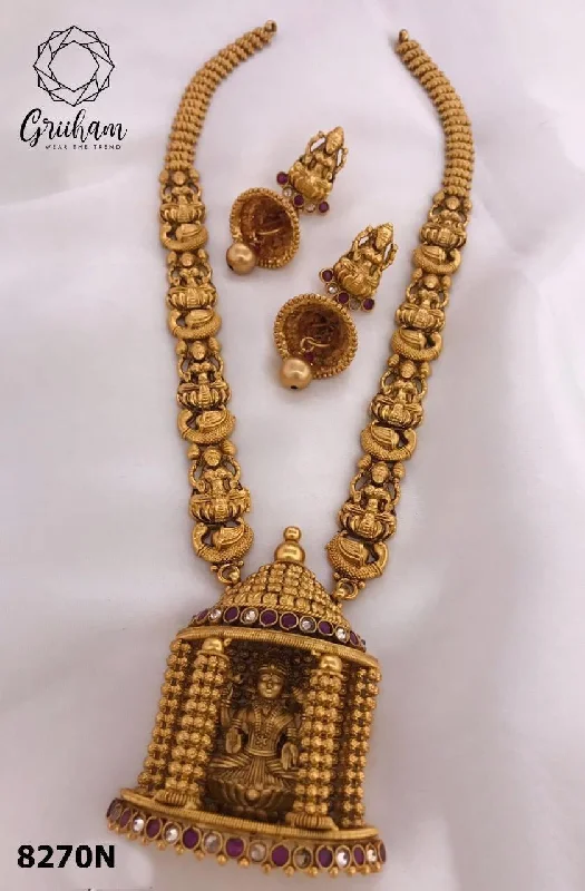 Elegant Jewelry At Unbeatable Prices – Shop Today Premium Gold finish Laxmi Long necklace set 8270N Elegant Jewelry At Unbeatable Prices – Shop Today Premium Gold finish Laxmi Long necklace set 8270N