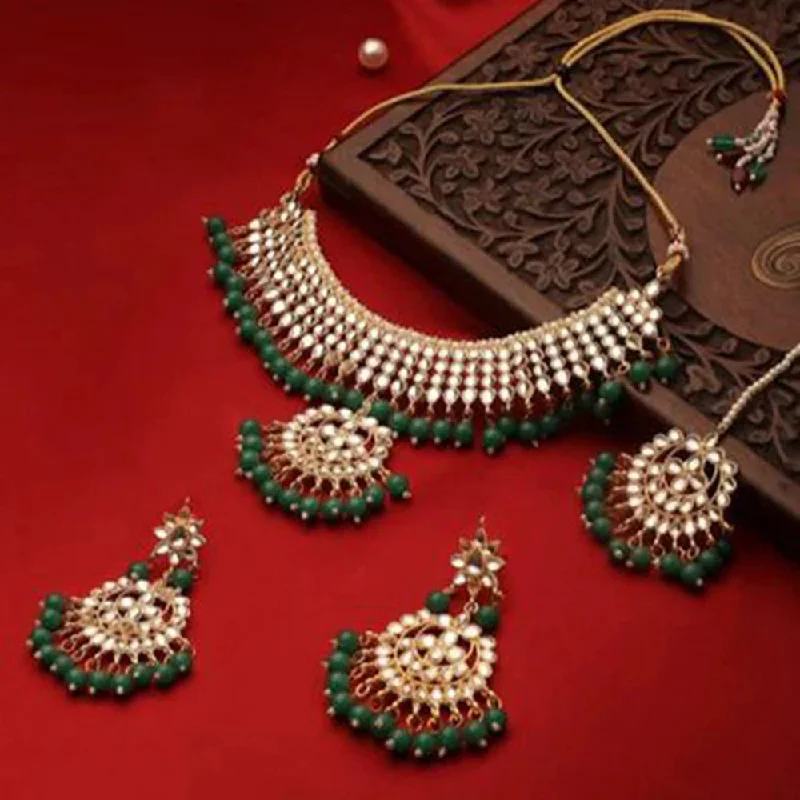 Celebrate Every Occasion With Sparkling Savings SNERA Gold Plated Kundan Stone And Beads Necklace Set Celebrate Every Occasion With Sparkling Savings SNERA Gold Plated Kundan Stone And Beads Necklace Set