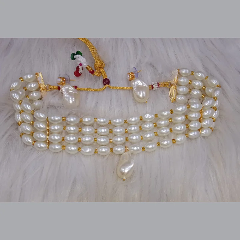 Your Perfect Accessory Now At The Best Price SNERA  Gold Plated Pearl Necklace Set