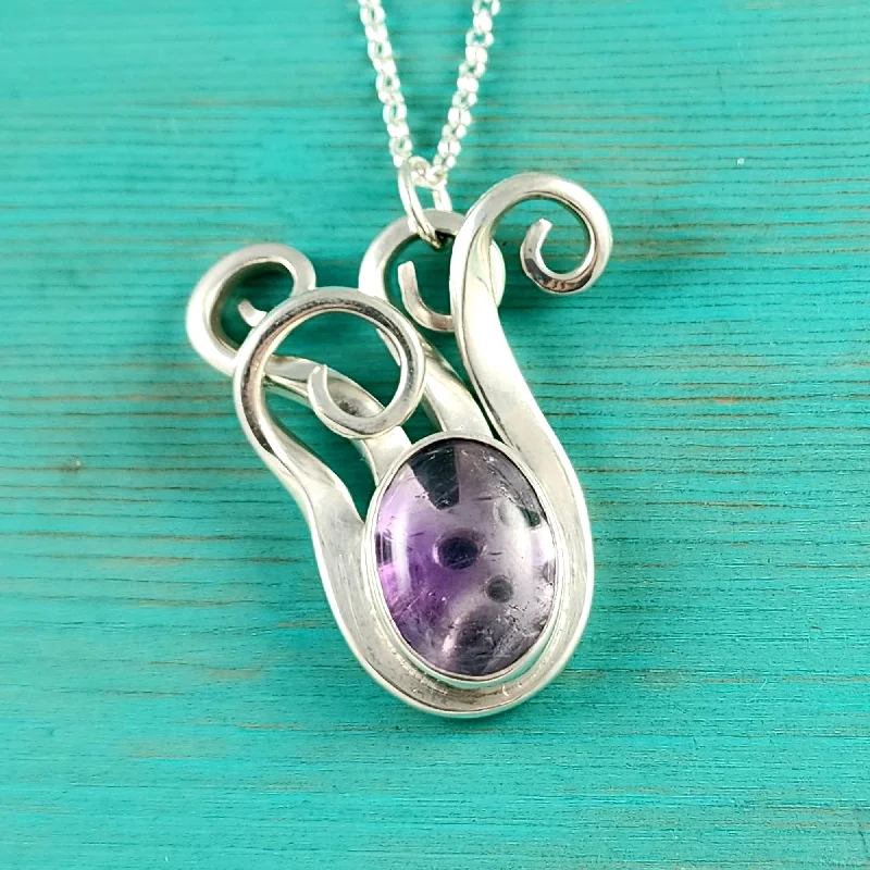 Make Your Outfit Shine With Discounted Jewelry Sterling Silver Amethyst Twisted Fork Pendant II Make Your Outfit Shine With Discounted Jewelry Sterling Silver Amethyst Twisted Fork Pendant II