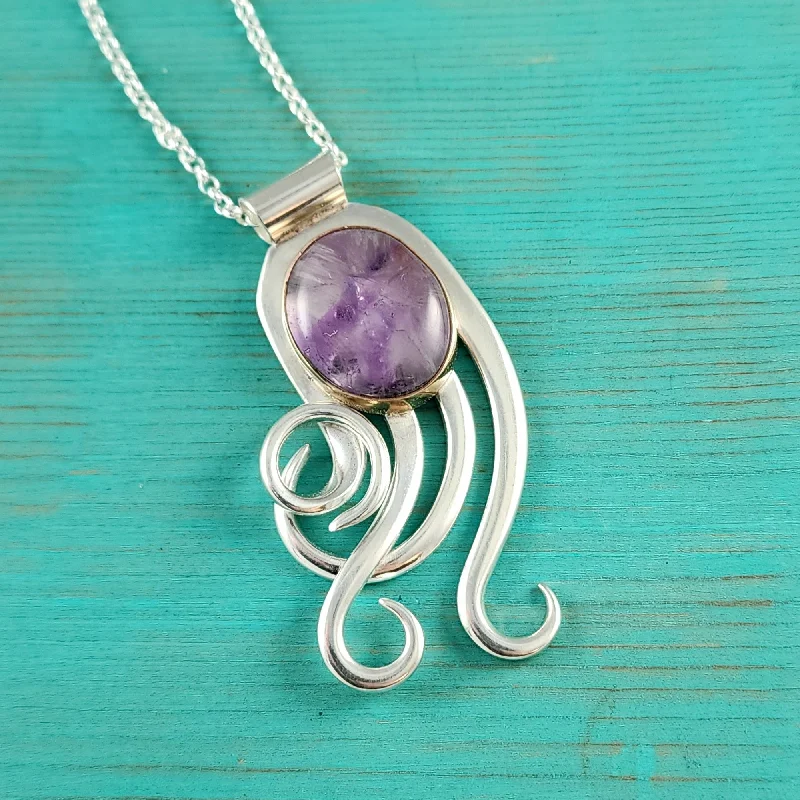 Must-Have Jewelry At Unbelievable Discounts Sterling Silver Amethyst Twisted Fork Pendant Must-Have Jewelry At Unbelievable Discounts Sterling Silver Amethyst Twisted Fork Pendant